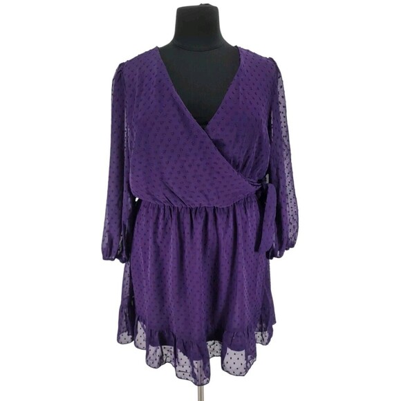 CITY CHIC Women Dress Wild Dobby Plus Size L/20 Swiss Dot Sheer Petunia  270AP - Picture 1 of 7